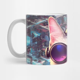 Cool Japanese Techno Cat In Future World Japan Neon City Mug